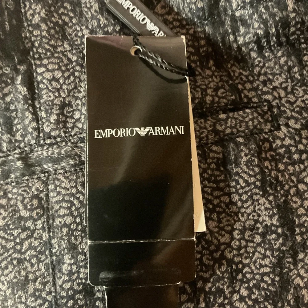 Emporio Armani Main Line Metallic Jacquard Pants S/M Silver Black NWT $495‎